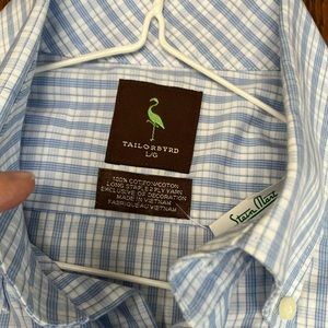 NWT Tailorbyrd Men’s Lg Longsleeved 💯 % cotton Blue/White check. Machine wash.